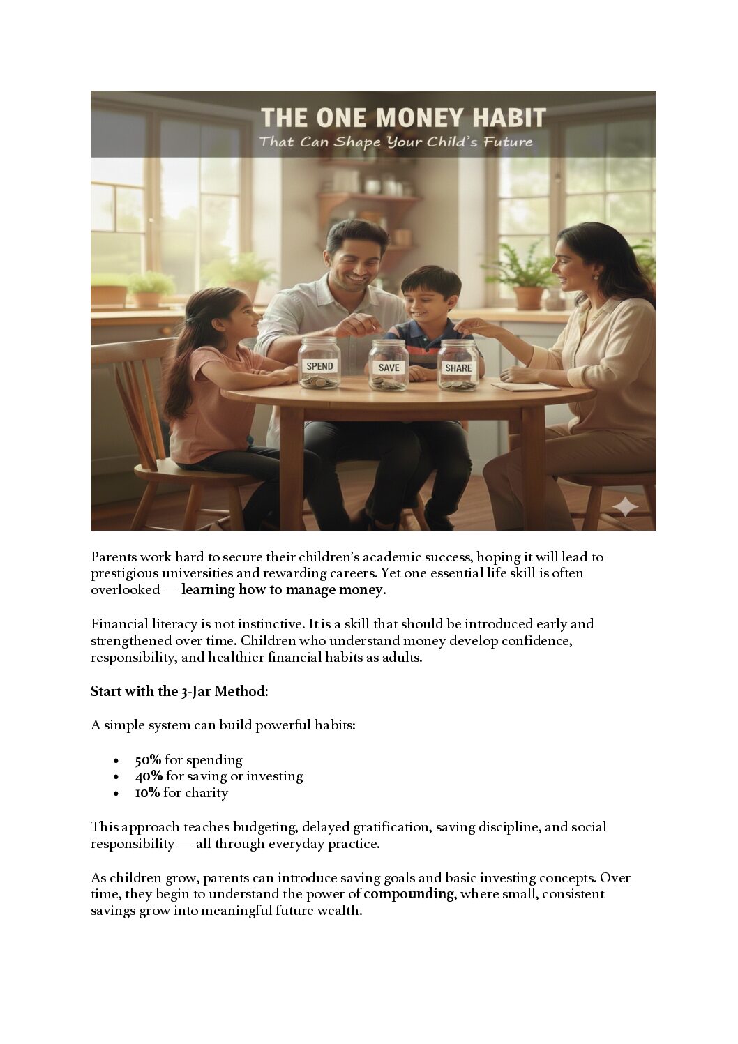 The One Money Habit – that can shape your child’s financial future!