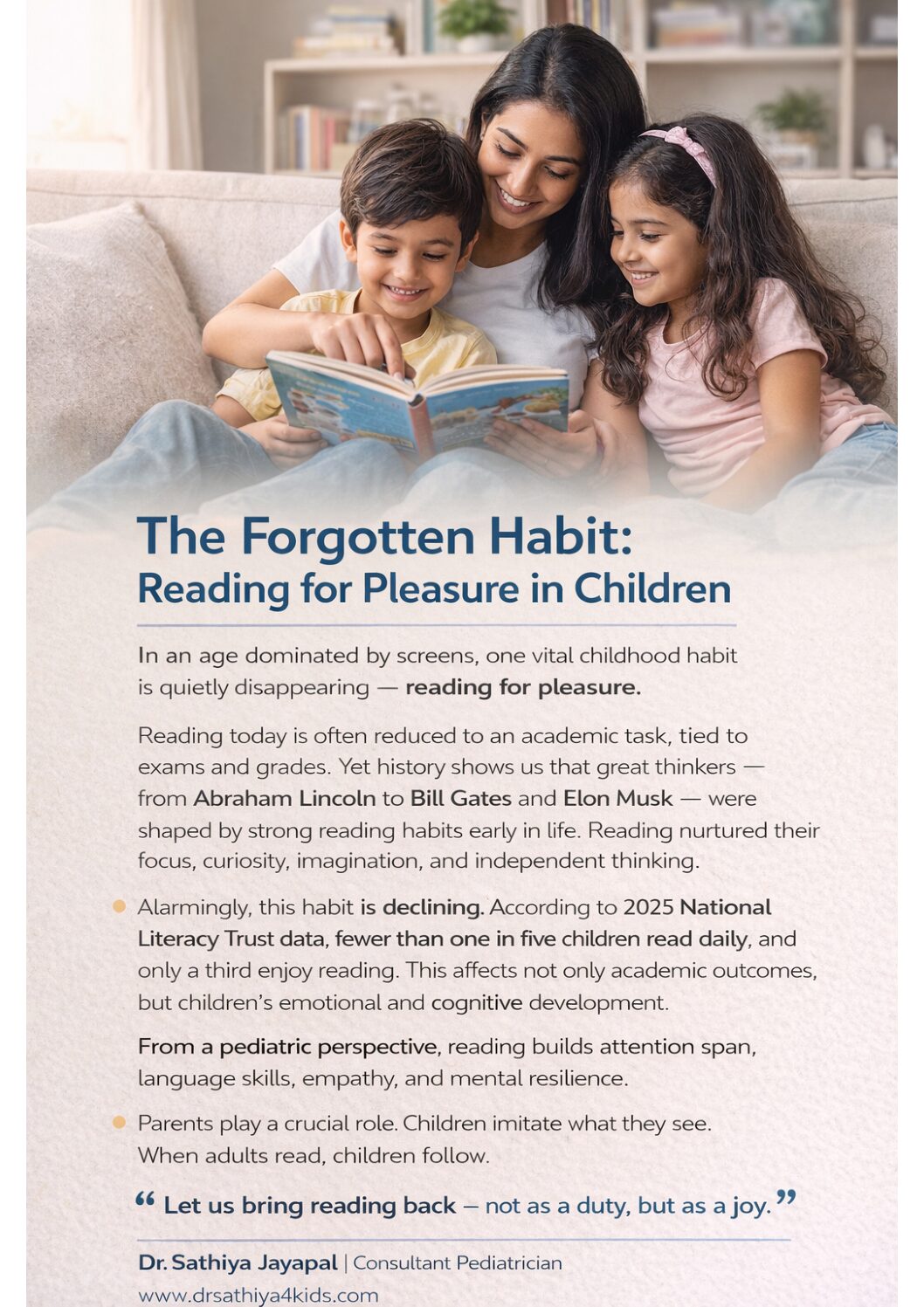 The Forgotten Habit: Reading for pleasure in children