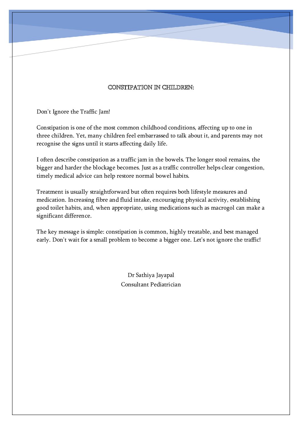 Constipation in Children