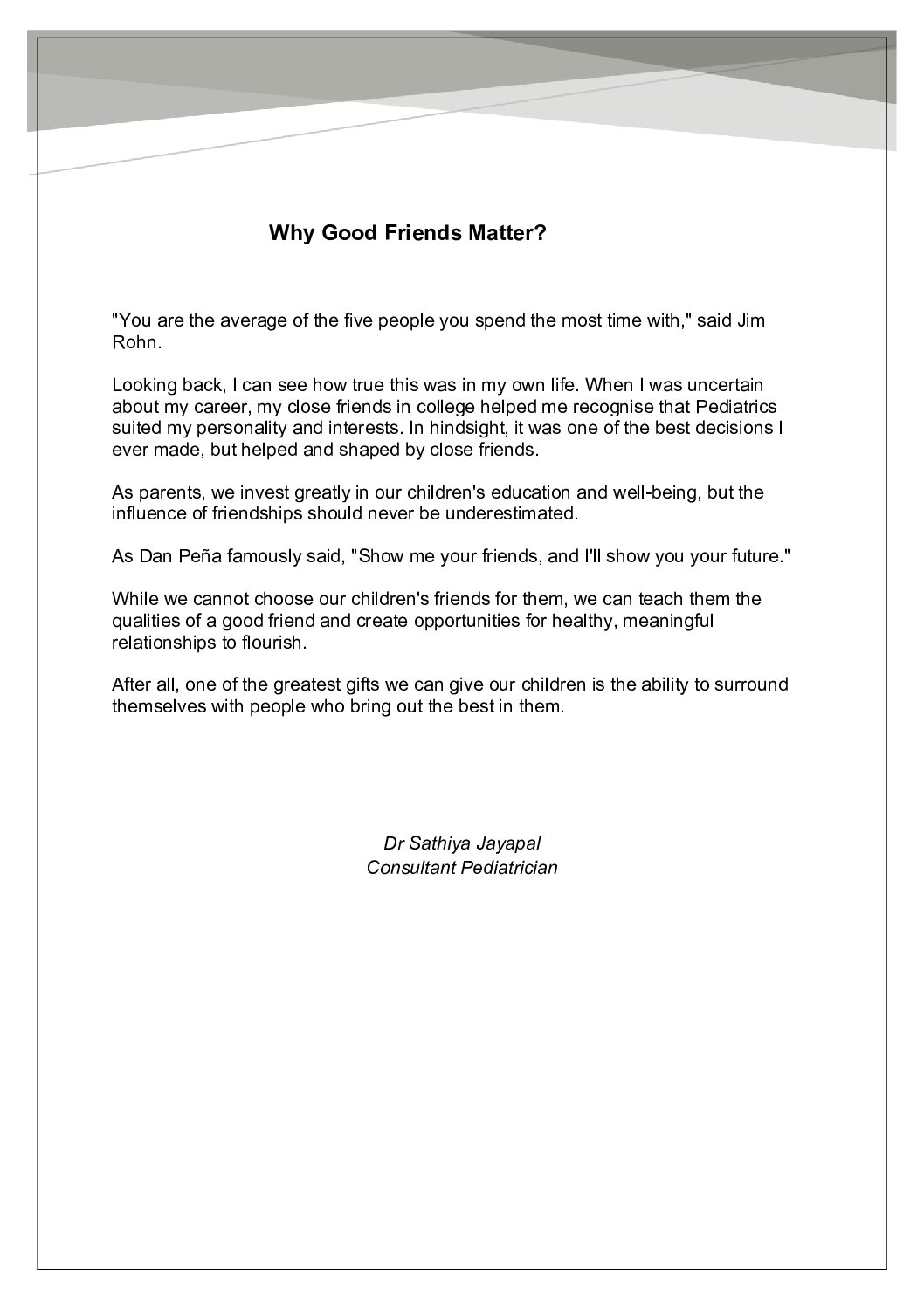 Why Good Friends Matter?